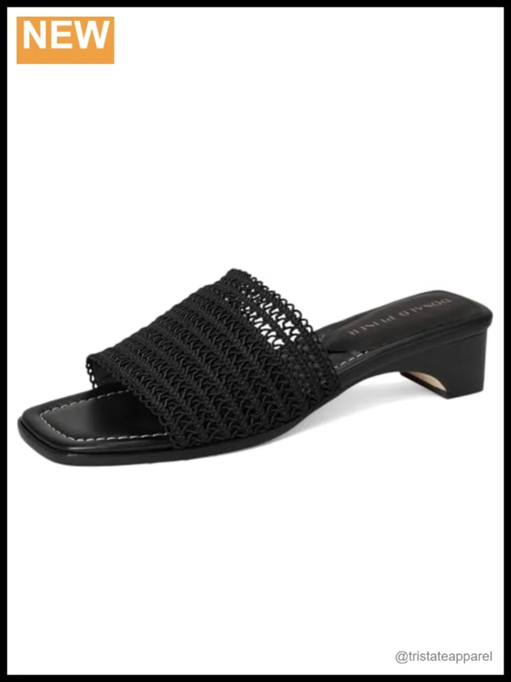 Suede Slide Sandal with Block Heel and Square Toe - Single Band Slip On